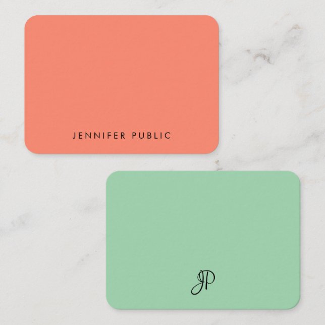 Cartão De Notas Cores Elegantes do Script Monograma Manuscrito (Frente/Verso)