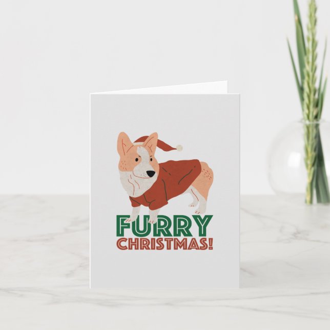 Cartão De Notas Corgi bonitinho com trocadilho de Natal: Feliz Nat (Frente)