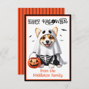 Cartão De Notas Corgi Puppy Dog Feliz Halloween