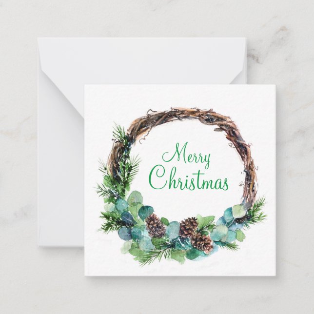 Cartão De Notas Coroa de aquarela de pinhas (Frente)