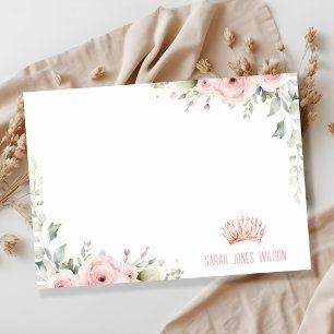 Cartão De Notas Coroa de Princesa Rosa Fofa Tiara Floral Aniversár