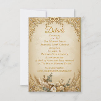Cartão De Notas Coroa Dourada Marfim Pampas Boho Real Elegante