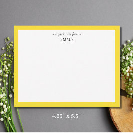 Cartão De Notas Correspondência Amarelo do Ananás Moderno Chic