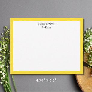 Cartão De Notas Correspondência Amarelo do Ananás Moderno Chic