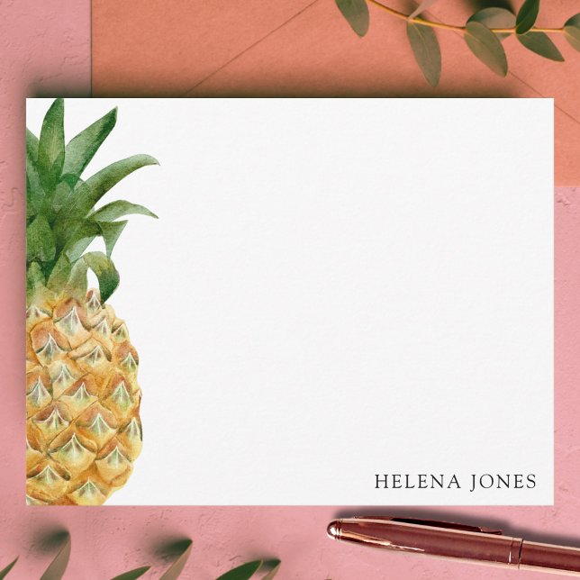 Cartão De Notas Correspondência Personalizada Girly Pineapple (Criador carregado)