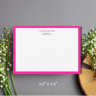 Cartão De Notas Correspondência Quente-Rosa Moderna Chic
