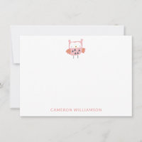 Coruja-branca em Papel de Carta Personalizado Rosa