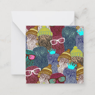 Cartão De Notas Coruja na coroa