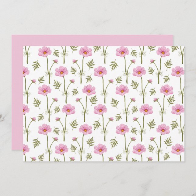Cartão De Notas Cosmos Floral Botanical Note Card (Frente/Verso)