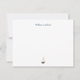 Cartão De Notas Costeira Clássica marinho Sailboat Personalizada