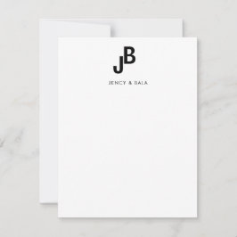 Cartão De Notas Couple Monogram Elegant Black and White Design