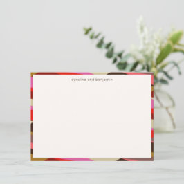 Cartão De Notas Couple Names Geometric Pink Gold Modern Border