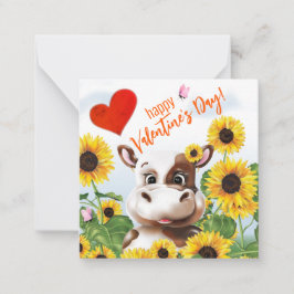 Cartão De Notas Cow Sunflower Funny Farm Classroom Valentine Card
