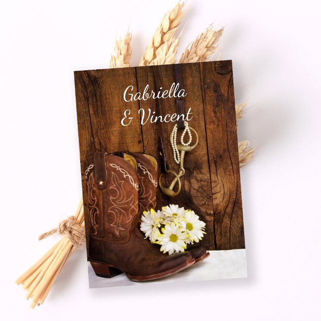 Cartão De Notas Cowboy Boots Horse Bit Country Casamento Nozes (Criador carregado)