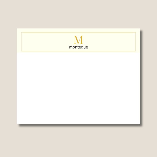 Cartão De Notas Cream Elegant Serif Personalized Monogram (Criador carregado)