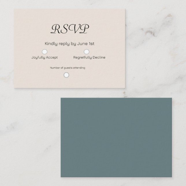Cartão De Notas Cream Sage Wedding RSVP Card (Frente/Verso)