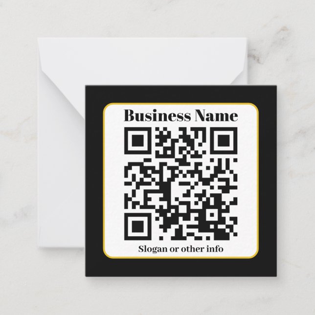 Cartão De Notas Create Your Own QR Code | Black White Gold Border (Frente)