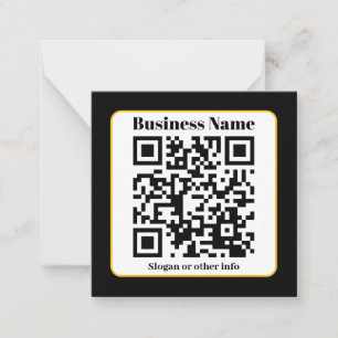 Cartão De Notas Create Your Own QR Code   Black White Gold Border