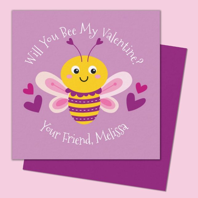 Cartão De Notas Crianças bonitas, Dia de os namorados de abelhas (Cute bumblebee valentine.  perfect for a kids classroom exhange. personalize it with your kids name.)