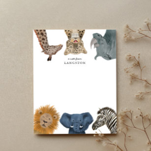 Cartão De Notas Crianças de Animais Safari Cujo