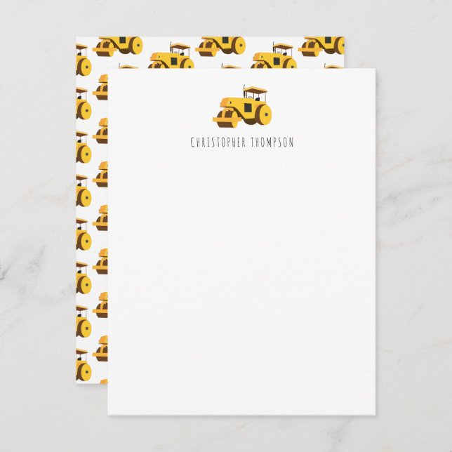 Cartão De Notas Crianças de rolos de estrada Caminhões de construç (Frente/Verso)