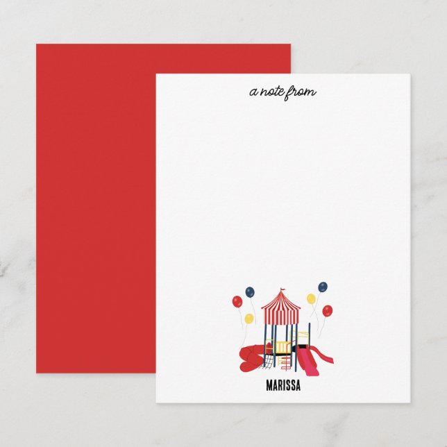 Cartão De Notas Crianças do Playground Meninos Meninas Aniversário (Frente/Verso)