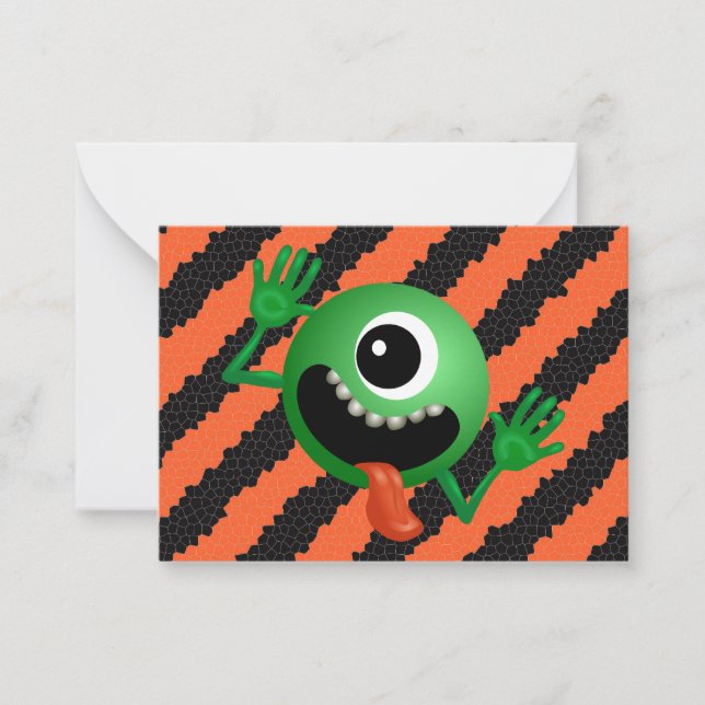 Cartão De Notas Crianças engraçadas no Halloween de alienígena esp (Frente)