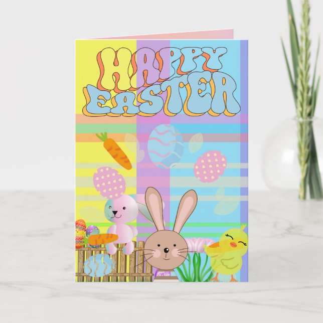 Cartão De Notas Crianças felzs pascoa (Frente)