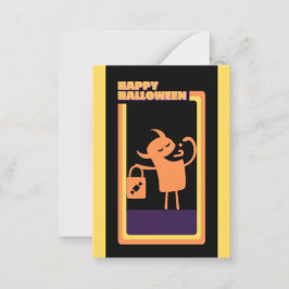 Cartão De Notas Crianças fofas no Halloween, monstro de doces ou t