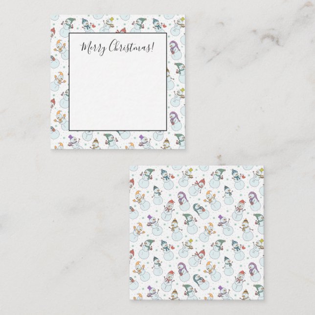 Cartão De Notas Crianças Natal Cachorro de Neve Bonito em Chapéus (Frente/Verso)