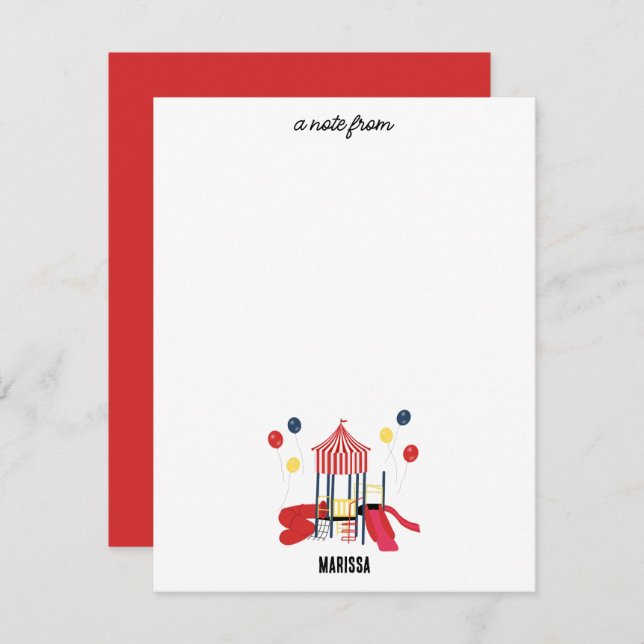 Cartão De Notas Crianças no Parque Meninos Meninas Aniversário Nom (Frente/Verso)