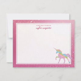 Cartão De Notas Crianças Rainbow Unicorn Personalizadas