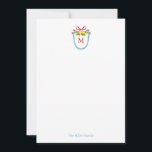 Cartão De Notas Crista monograma com limões<br><div class="desc">Elegante personalizado pintado manualmente com aquarela Monograma em crista com limões e arco vermelho,  perfeito para cartas de Natal escrevendo para amigos e familiares. O cartão de Natal de foto correspondente e o adesivo de endereço de devolução e o selo do envelope também estão disponíveis.</div>