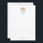 Cartão De Notas Crista monograma com limões<br><div class="desc">Elegante personalizado pintado manualmente com aquarela Monograma em crista com limões e arco vermelho,  perfeito para cartas de Natal escrevendo para amigos e familiares. O cartão de Natal de foto correspondente e o adesivo de endereço de devolução e o selo do envelope também estão disponíveis.</div>