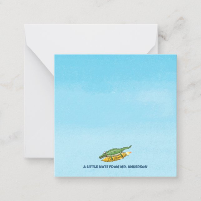 Cartão De Notas Crocodilo Foguete (Frente)