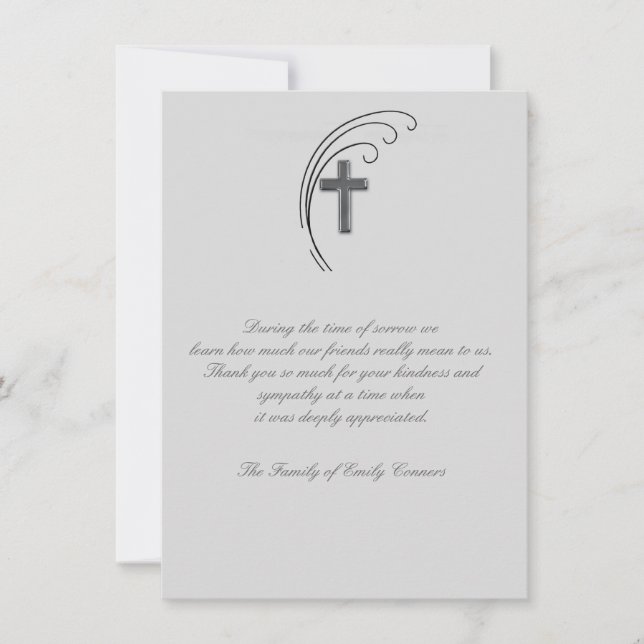 Cartão De Notas Cross e Fern - Bereavement - Obrigado Notecard (Frente)