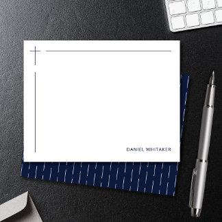 Cartão De Notas Cruz Cristã Moderna Monogramada Minimalista Azul M