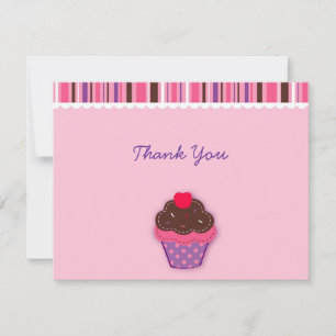 Cartão De Notas Cupcake bolinhas Obrigado Nota Placas