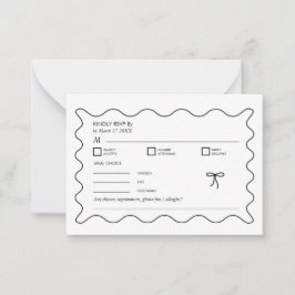 Cartão De Notas Curva de onda monocromática branca e preta RSVP de