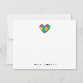 Cartão De Notas Custom Autism Puzzle Heart Note Card