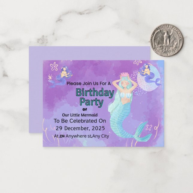 Cartão De Notas Custom Birthday Party Invitation | Editable Templa (Frente/Verso In Situ)