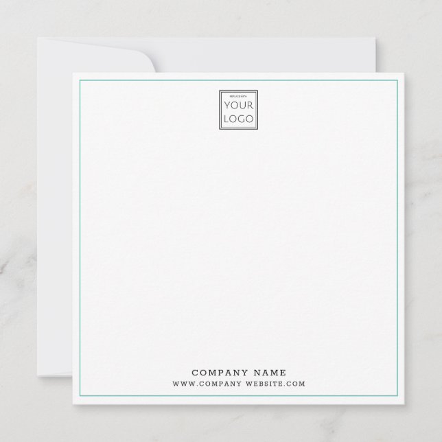 Cartão De Notas Custom Business Company Logo Teal Square (Frente)