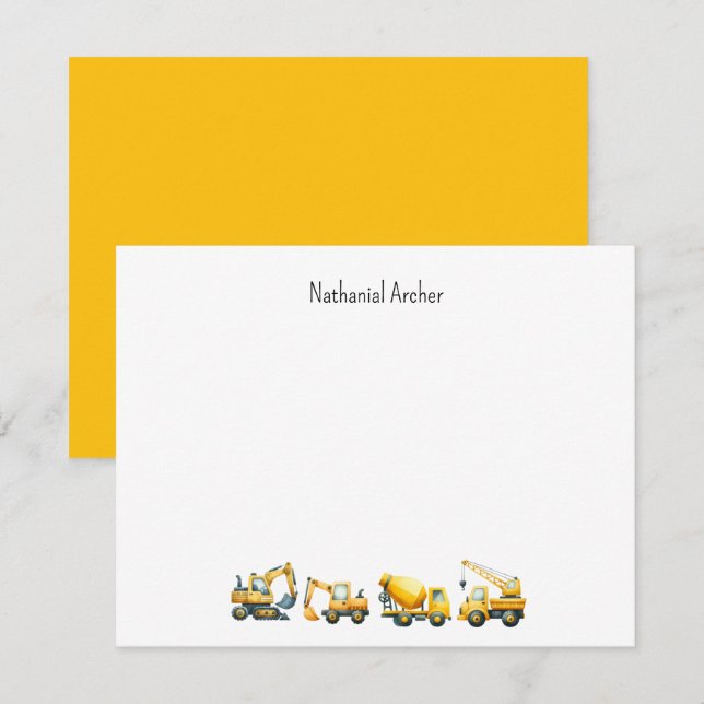 Cartão De Notas Custom Construction Trucks Note Card (Frente/Verso)