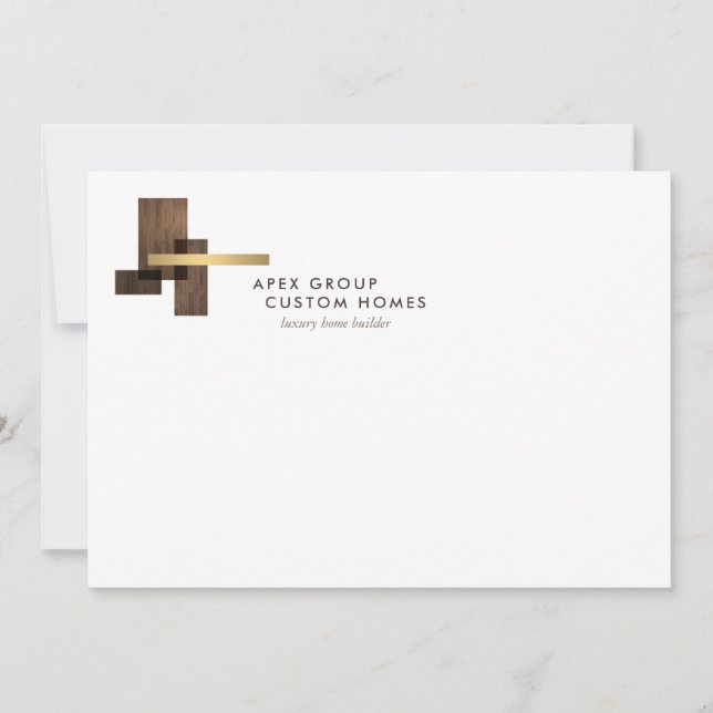 Cartão De Notas Custom Home Builder Logo Flat Notecard (Frente)