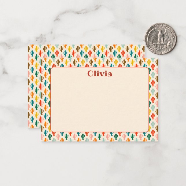 Cartão De Notas Custom Mexican Cacti Note Card (Frente/Verso In Situ)