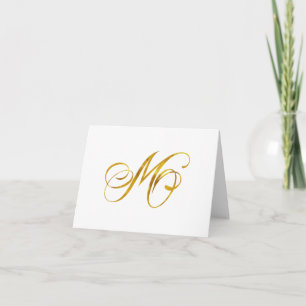 Cartão De Notas Custom Monogram M Faux Gold Foil Monograms Initial