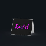 Cartão De Notas Custom Personalized Bat Mitzvah Thank You<br><div class="desc">Custom personalized thank you card with the Bat Mitzvah girl's name in vibrant hot pink on a glossy black background. Matching postage stamp is also available.</div>