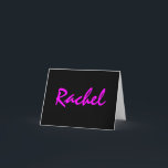 Cartão De Notas Custom Personalized Bat Mitzvah Thank You<br><div class="desc">Custom personalized thank you card with the Bat Mitzvah girl's name in vibrant hot pink on a glossy black background. Matching postage stamp is also available.</div>