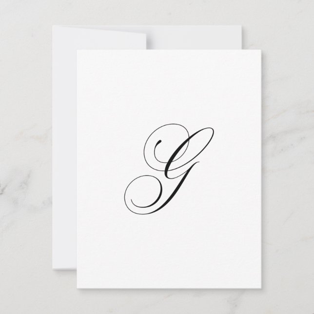 Cartão De Notas Custom Script Monogram "G" (Frente)