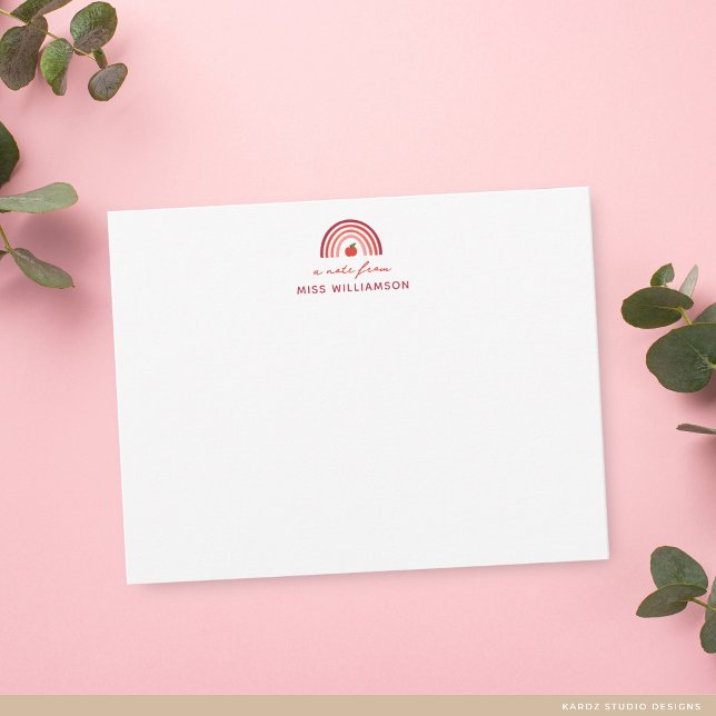 Cartão De Notas Cute A Note From Teacher Name Note (Card shown is 4.25 x 5.5 inches. Choose size, paper, and corner style.)